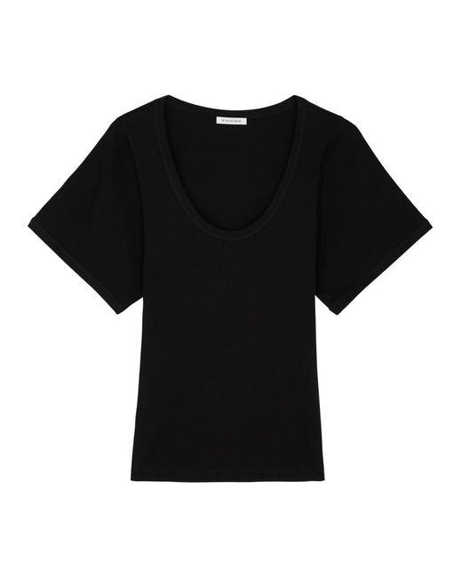 By Malene Birger Black Lunai Ribbed Stretch-cotton T-shirt