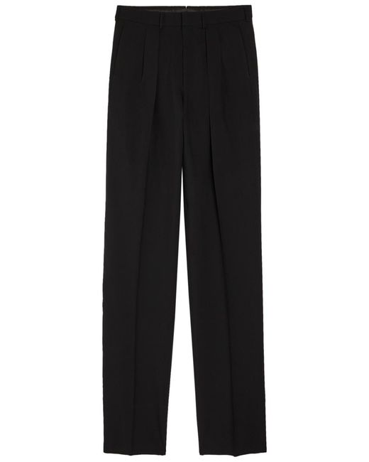 Tom Ford Black Double Pleat Wool-Blend Trousers for men