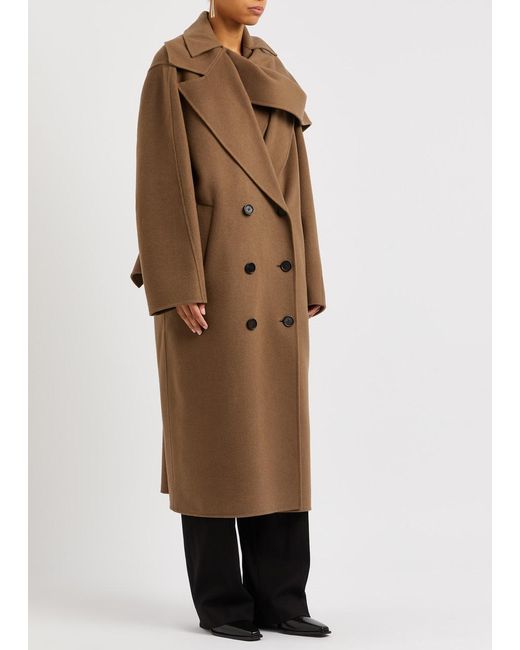 Rohe Brown Layered Scarf-effect Wool Coat