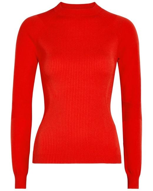 Moncler Red Ribbed Knit Top