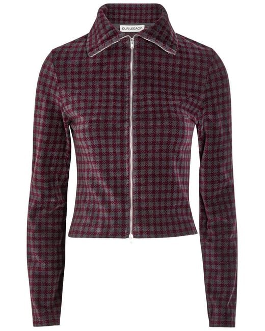 Our Legacy Red Slim Checked Cotton-Blend Top