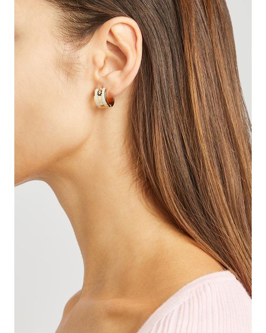 COACH Signature C Hoop Earrings in White | Lyst
