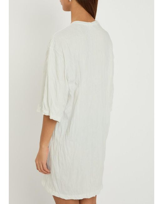 Totême White Crinkled Jersey Mini T-Shirt Dress