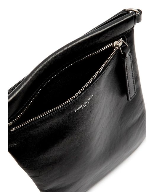 Saint Laurent Black Flat Side Leather Cross-body Bag for men