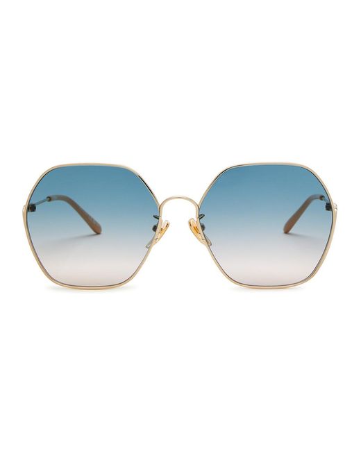 Chloé Blue Hexagon-frame Sunglasses