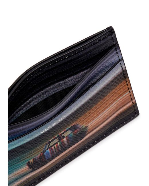 Paul Smith Black Printed Leather Card Holder for men