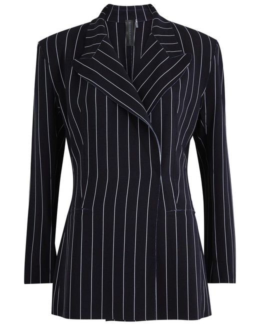 Norma Kamali Black Striped Stretch-Jersey Blazer
