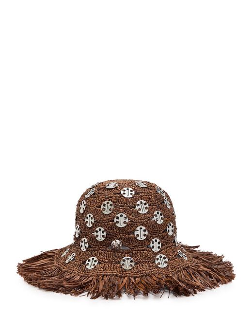 Rabanne Brown 1969 Disc Raffia Sun Hat