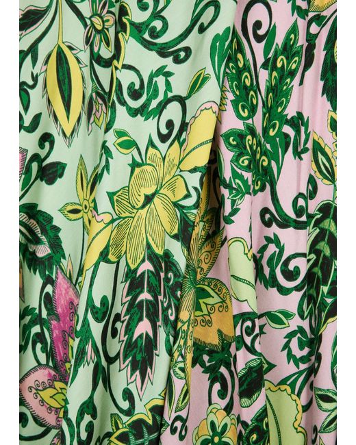 Diane von Furstenberg Green Krisa Reversible Satin Maxi Wrap Skirt
