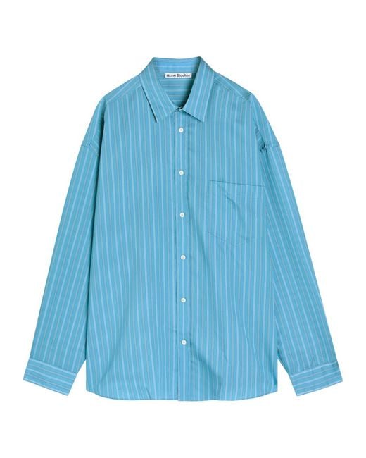 Acne Studios Men's Blue Striped Lyocell-Blend Shirt
