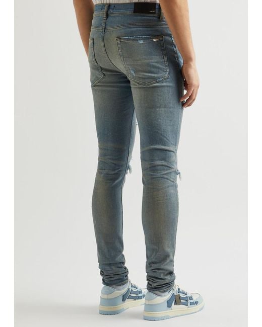 Amiri Blue Thrasher Plus Distressed Skinny Jeans for men