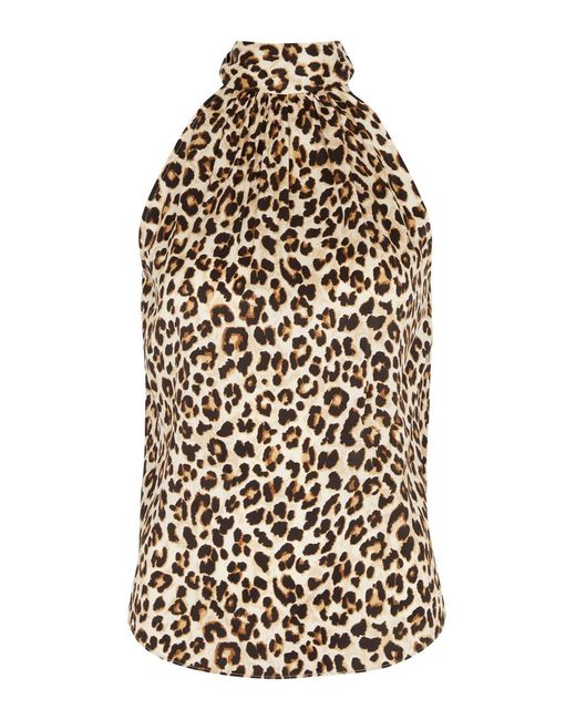 Veronica Beard White Tanisha Leopard-print Stretch-silk Top