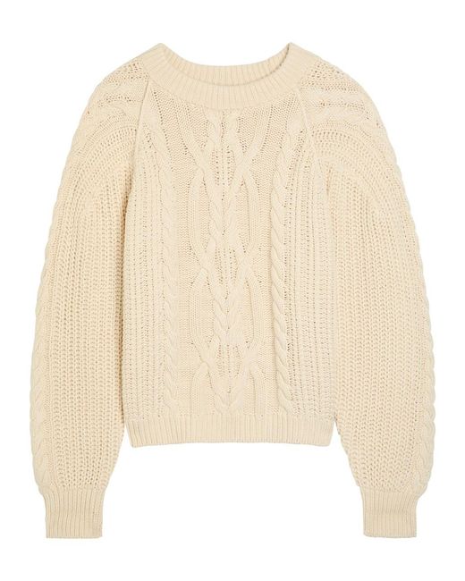 Free People Natural Frankie Cable-Knit Cotton Jumper