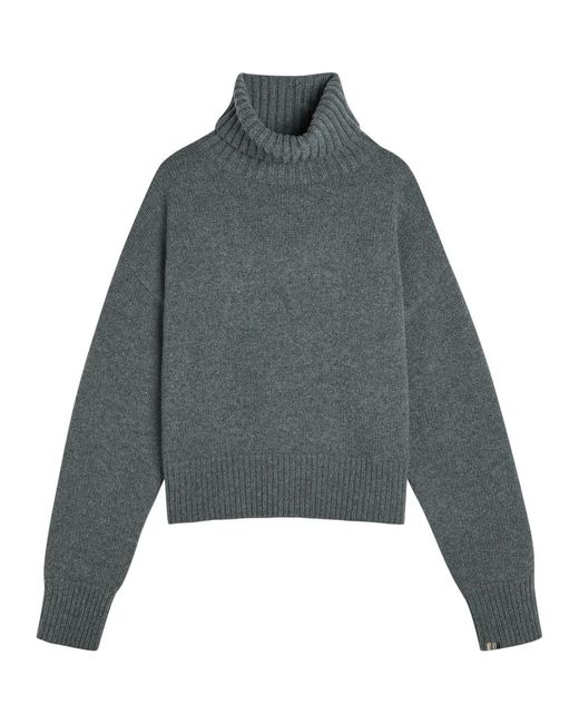 Extreme Cashmere Gray N°434 Crop Xtra Roll-Neck Cashmere Jumper