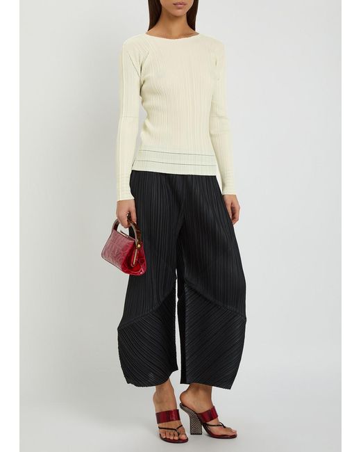 Pleats Please Issey Miyake Natural Pleated Woven Top