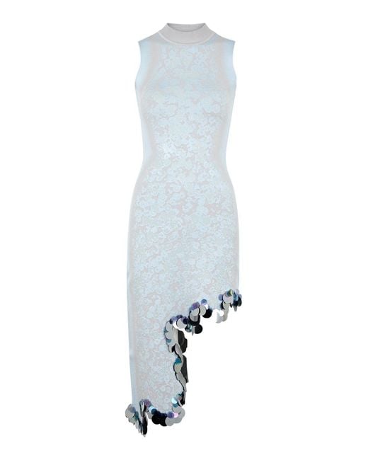 Ph5 White Lila Wavy Asymmetric Stretch-knit Dress