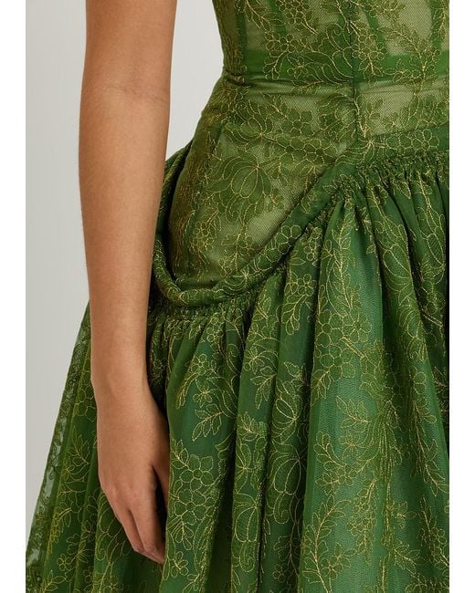 Erdem Floral-Embroidered Tulle Gown in Green | Lyst