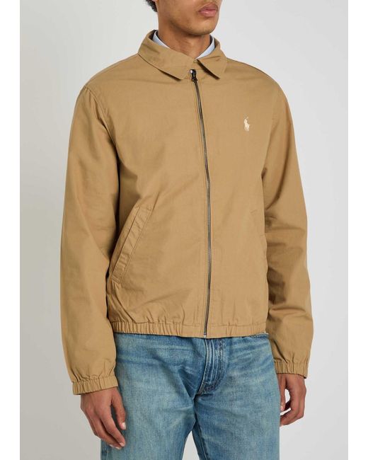 Polo Ralph Lauren Natural Logo-Embroidered Cotton-Poplin Jacket for men