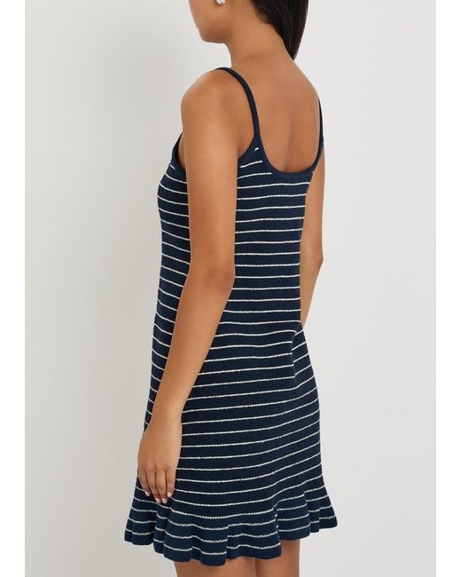 J.W. Anderson Blue Logo-Embroidered Striped Terry Mini Dress