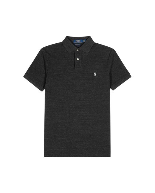Polo Ralph Lauren Black Custom Slim Piqué Cotton Polo Shirt for men