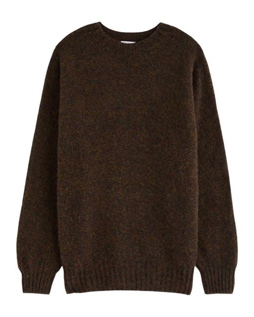 Sunspel Brown Shetland Wool Jumper for men