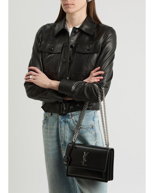 Saint Laurent Black Sunset Medium Leather Shoulder Bag