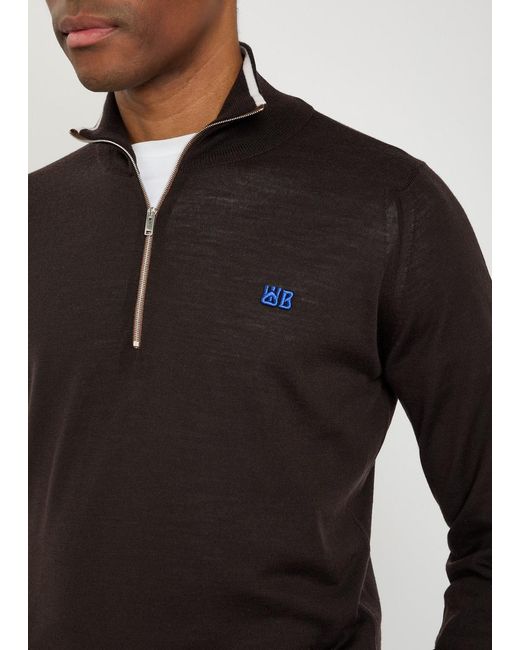 Wales Bonner Black Logo-Embroidered Fine-Knit Merino Wool Jumper for men