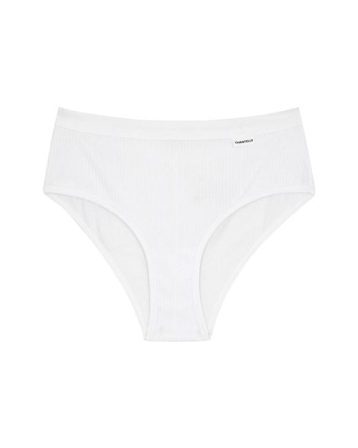 Chantelle White Comfort Ribbed Stretch-Cotton Briefs