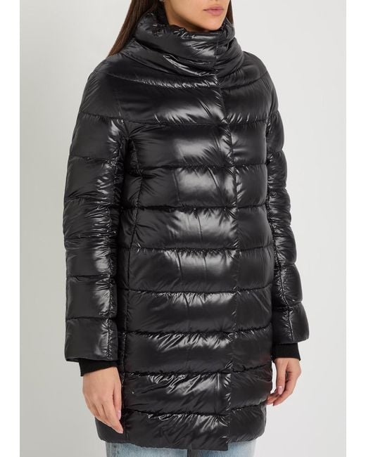 Herno Black Quilted Shell Coat