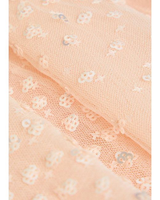 Needle & Thread Natural Sunrise Sequin-Embellished Tulle Gown