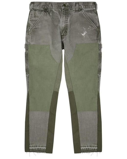 Jeanius Bar Atelier Green Carpenter Panelled Straight-Leg Jeans for men