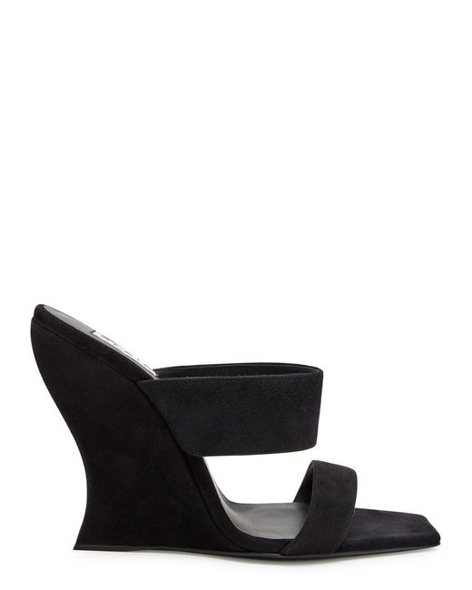 Alaïa Black Wave 110 Suede Wedge Mules