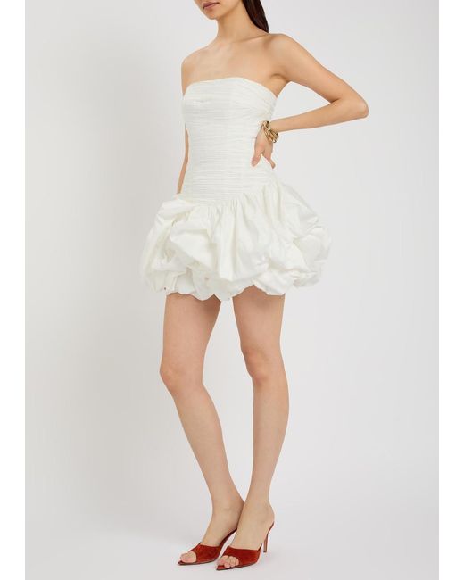 Aje. White Violette Bubble Gathered Cotton Mini Dress