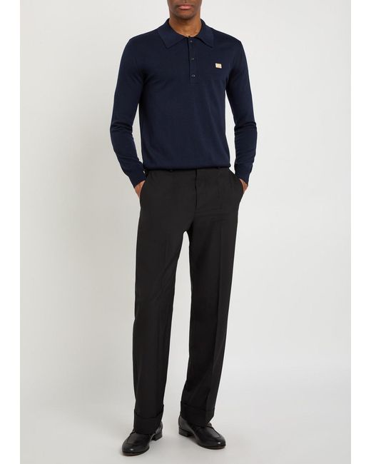 Valentino Garavani Blue Wool Polo Shirt for men