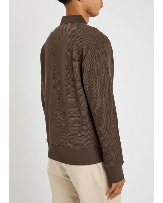 Oliver Spencer Brown Amery Waffle-Knit Polo Shirt for men