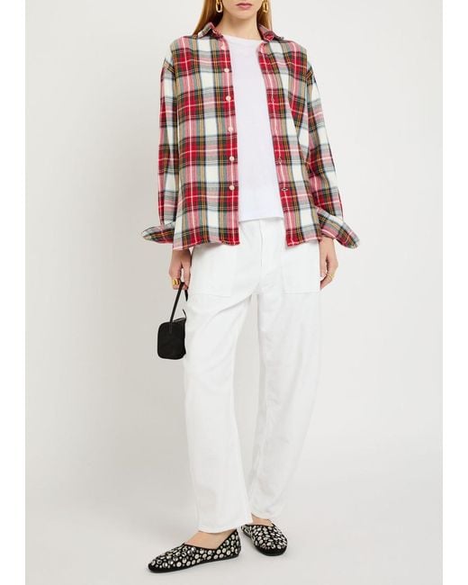 Polo Ralph Lauren White Barrel-Leg Cotton Trousers