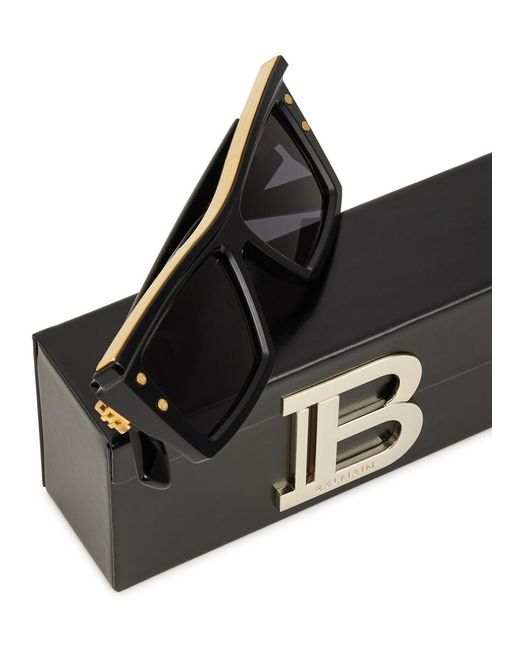 Balmain Black B-vii Rectangle-frame Sunglasses
