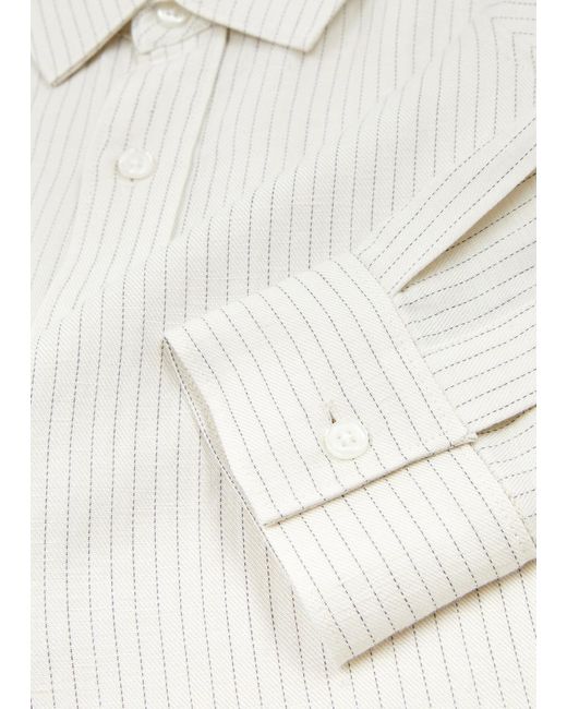 PAIGE White Peters Striped Linen-Blend Shirt for men