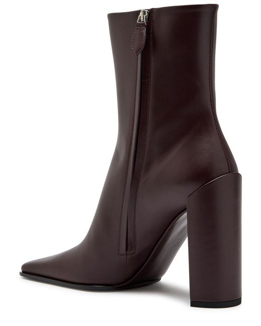 Alaïa Brown Square Toe Leather Ankle Boots