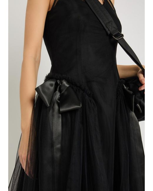Simone Rocha Black Bow-Appliquéd Tulle Midi Dress