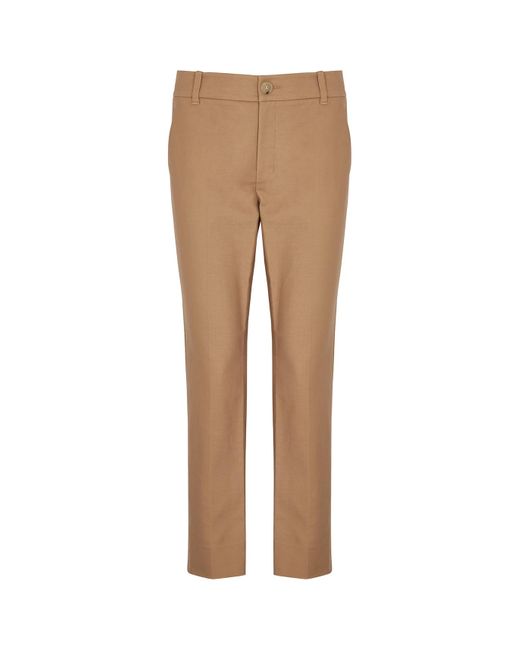 Vince Natural Tapered Cotton-Blend Trousers