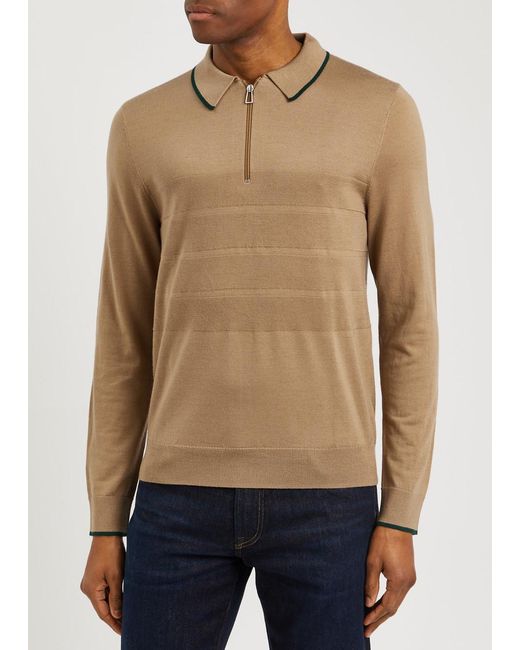 PS by Paul Smith Natural Half-zip Wool Polo Shirt for men