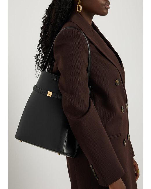 Totême  Black Belted Leather Bucket Bag