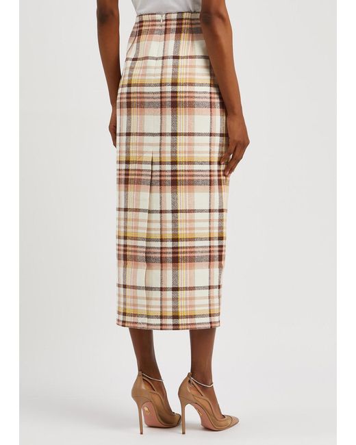 Zimmermann Natural Matchmaker Checked Linen-blend Skirt