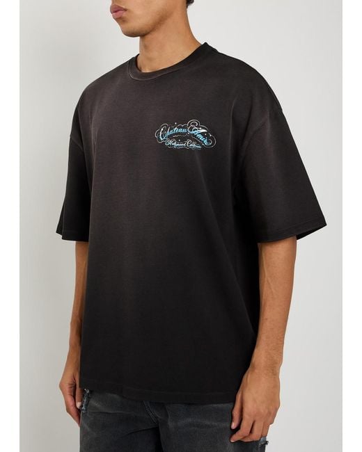 Amiri Black Crystal Script Printed Cotton T-Shirt for men