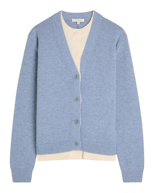 J.W. Anderson Blue Layered-Effect Wool And Cashmere-Blend Cardigan