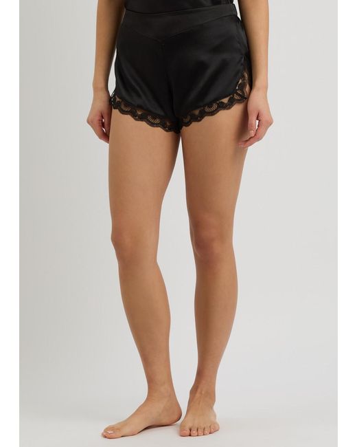 Simone Perele Black Love Me Lace-Trim Silk-Satin Pyjama Shorts