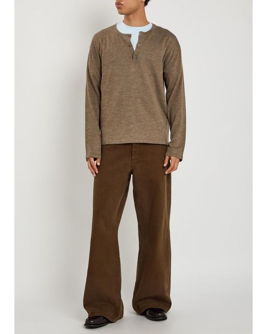 The Elder Statesman Brown Lenny Round-Neck Wool-Blend Henley Top for men