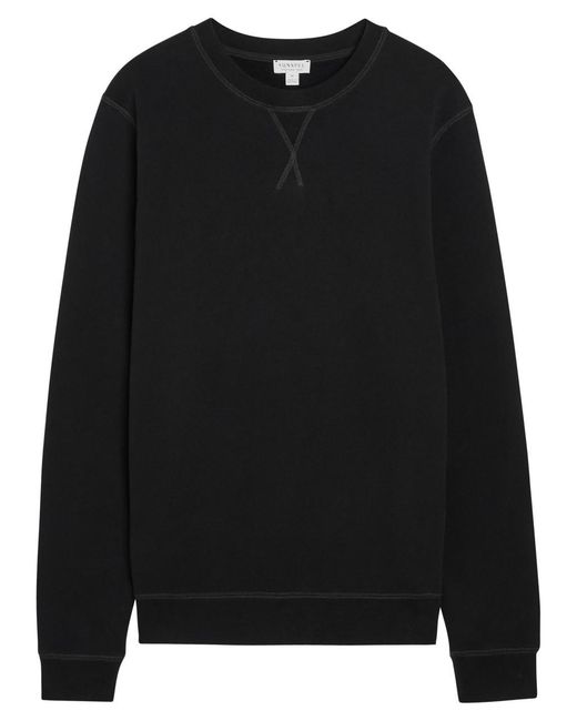 Sunspel Black Crew-Neck Cotton Sweatshirt for men