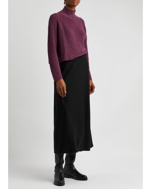 Eileen Fisher Black Wool Midi Skirt